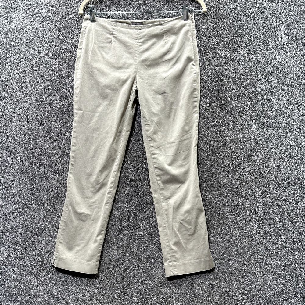 J Jill Trouser Pants Women 2P  Beige Side Zip‎ Low Rise Straight Leg Office